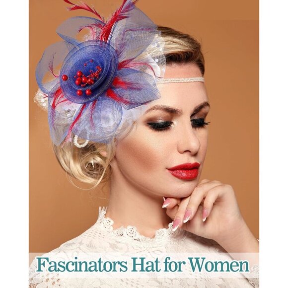 12 Pcs Women Fascinators Mesh Faux Feather Flower Hair Clips for Party Weddings